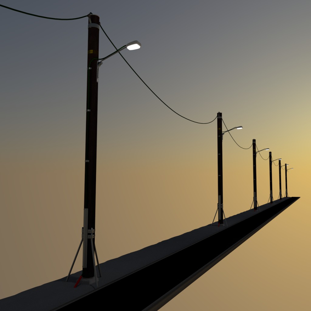  Telephone pole with streetlight preview image 2